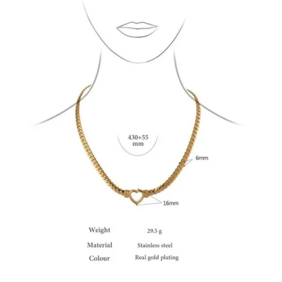 NEW 18K Gold Plated Chain Heart Necklace - Picture 3 of 4